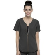 Cherokee Statement Women Medical Scrubs Top Zip Front Plus Size CK875, 3XL, Pewter