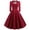 Wine, variant on ICHUANYI Women's Solid Color Long Sleeve V Neck Rosette Backless Retro High Waist Makings Dress Spring Summer Clothing