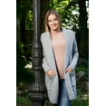 thumbnail image 3 of SAOL 100% Merino Wool Women's Aran Open Front Long Cardigan Sweater Irish Cable Knit Outdoor Coat with Hood Made in Ireland, 3 of 7