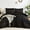 Black Gold, variant on 7-piece Queen size reversible boho bedding set, dark grey textured stripe ultra soft microfiber all-season complete kit with comforter, sheets & matching pillow covers