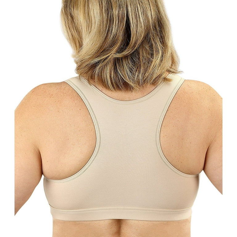 Exclare Front Closure Bra Back Support Full Coverage Non Padded  Wirefree(Beige,38B) 