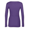 thumbnail image 5 of BRDFRL Women Long Sleeve Crewneck Rib Knit Slim Fit Shirts Basic Tee Tops 2024 Casual T-Shirt Going Out Workout Clothes Purple 2XL, 5 of 5
