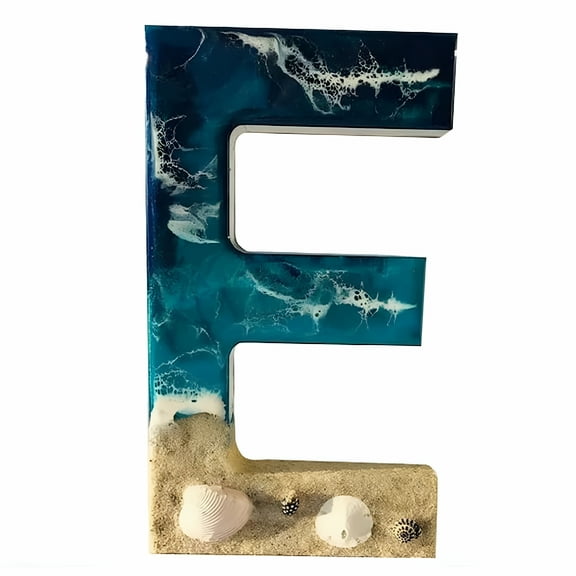 LAMIRO Beach Theme Letter for Wall,Beach Resin Letters,Beach Style Signs Blue Starfish and Shell Wall Decor for Home,Hanging Wall Art for Living Room Kitchen Bedroom Decor
