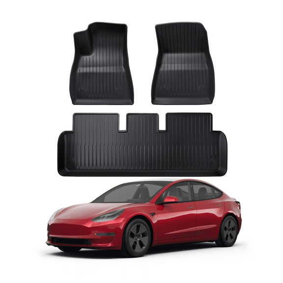 Set of 3 Refresh Edition Floor Mats Carpets For 2023-2025 Tesla 3