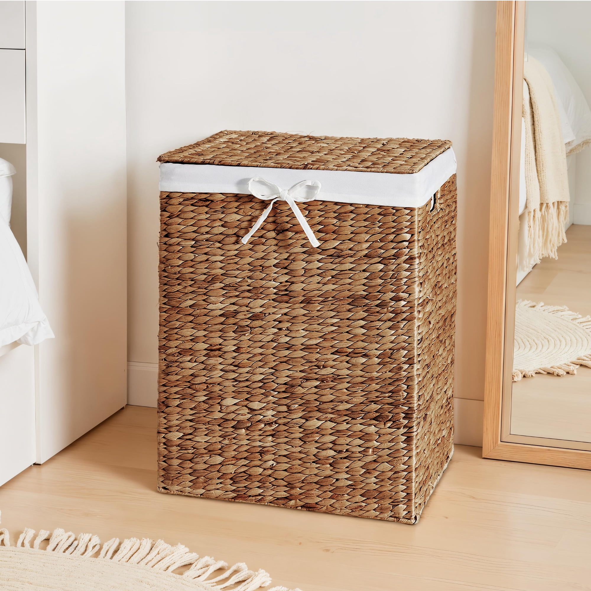 Best Choice Products Large Laundry Hamper w/Lid, Handwoven Laundry Basket, w/ Removable Liner & Handles - Chestnut