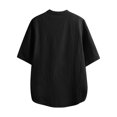 thumbnail image 2 of Caqnni Mens Linen Shirt Short Sleeve Cotton Beach Yoga Loose Fit s Tops Button Down Shirt (Black,M), 2 of 3
