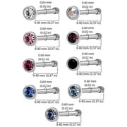 Body Jewelry Women’s Stainless Steel 22G Multicolor Stud Nose Ring, 9-Pack
