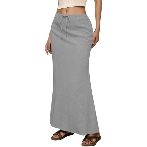 Razzly Linen Skirt Knit Skirt Maternity Skirts for Women plus Size Tennis Skirt Long Pleated Skirt Leather Skirt Maternity Skirts Corduroy Skirts for Women Knee Length Drawstring Skirt(Light Gray,S)