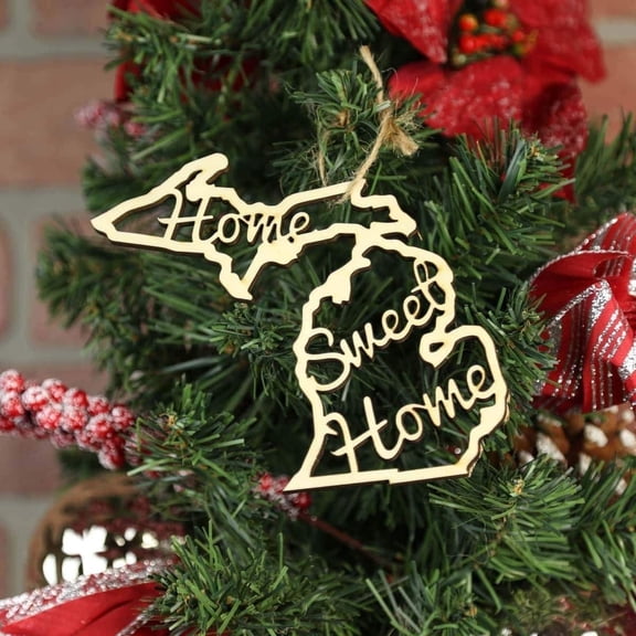 Torched Home Sweet Home Ornaments Christmas Tree Hanging Cork Michigan
