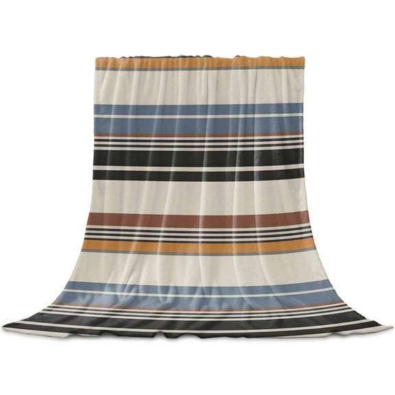 Flannel Throw Blanket for Couch Sofa Bed,Vintage Brown Black Stripes Soft Cozy Warm Fuzzy Blanket 30x40in