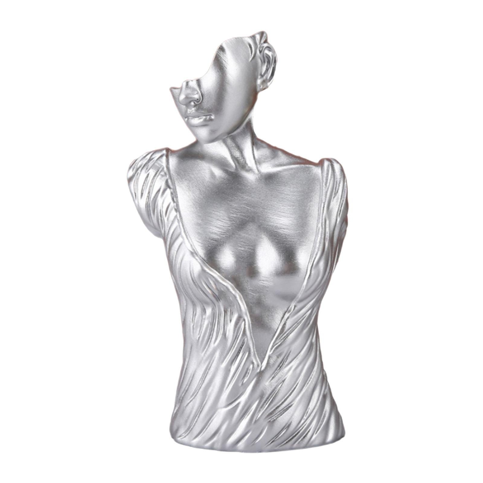 Mannequin Resin Jewelry Display Stand Necklace Bust Earring Pendant Rack Sliver Sliver 25X13X11cm