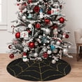 thumbnail image 5 of Pofeuu Golden Spider Web Print Christmas Tree Skirt, Merry Christmas Skirt Xmas Tree Ornaments for Xmas Holiday Party Decorations-30", 5 of 7