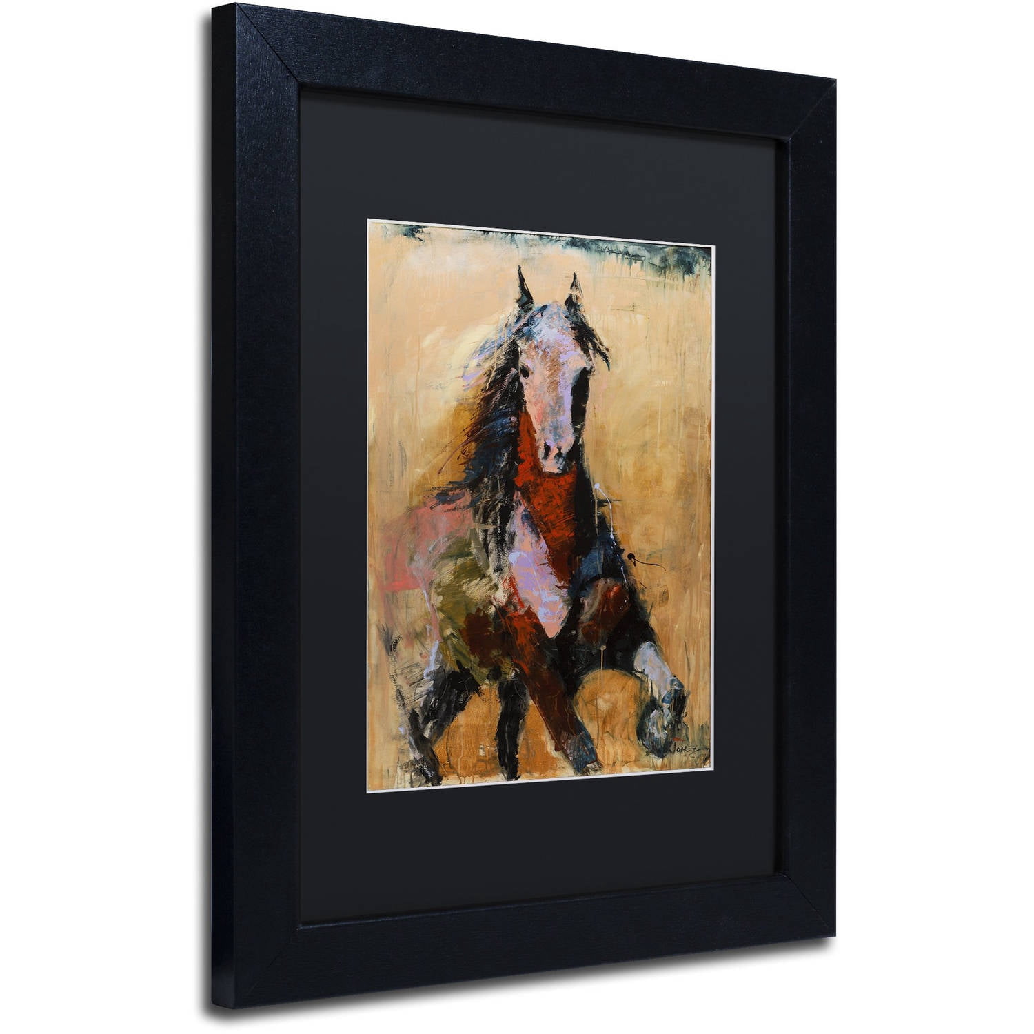 Trademark Fine Art "Golden Horse" Canvas Art by Joarez, Black Matte, Black Frame