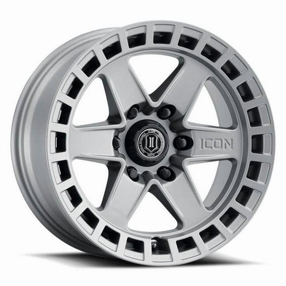 ICON ALLOYS RAIDER TITANIUM - 17 X 8.5 / 6 X 5.5 / 0 MM / 4.75" BS Fits select: 2007-2023 CHEVROLET SILVERADO, 1995-2023 TOYOTA TACOMA