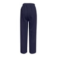 thumbnail image 4 of ClodeEU Womens Ribbed Wide Leg Pants with Drawstring Waist,Casual Loose Trendy Pant Dark Blue,Womens Plus XXL, 4 of 8