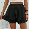 thumbnail image 4 of cfhntfmh Women Flowy Shorts Ruffle Shorts Skirts Boho Summer Tennis Casual Mini Skirts Baggy Wide Leg Shorts, 4 of 7
