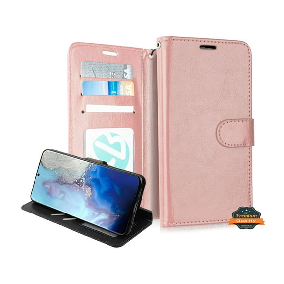 Xpression Case for Samsung Galaxy A11 Wallet PU Leather Pouch with Card Slots ID Money Pocket, Stand & Strap Flip Dual Layers Phone Cover [Rose Gold]