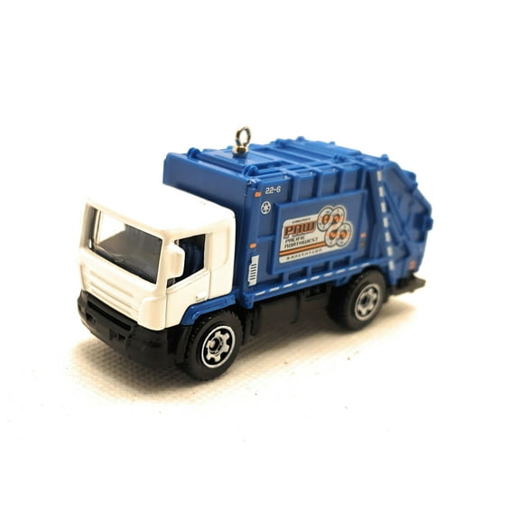 Christmas Ornament for Trash Garbage Truck Blue White