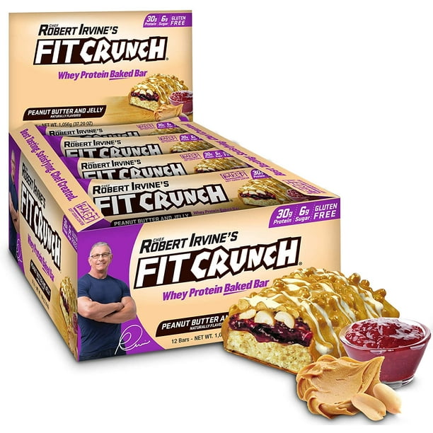 Fit Crunch Protein Bar, Peanut Butter & Jelly, 30g Protein, 12 ct
