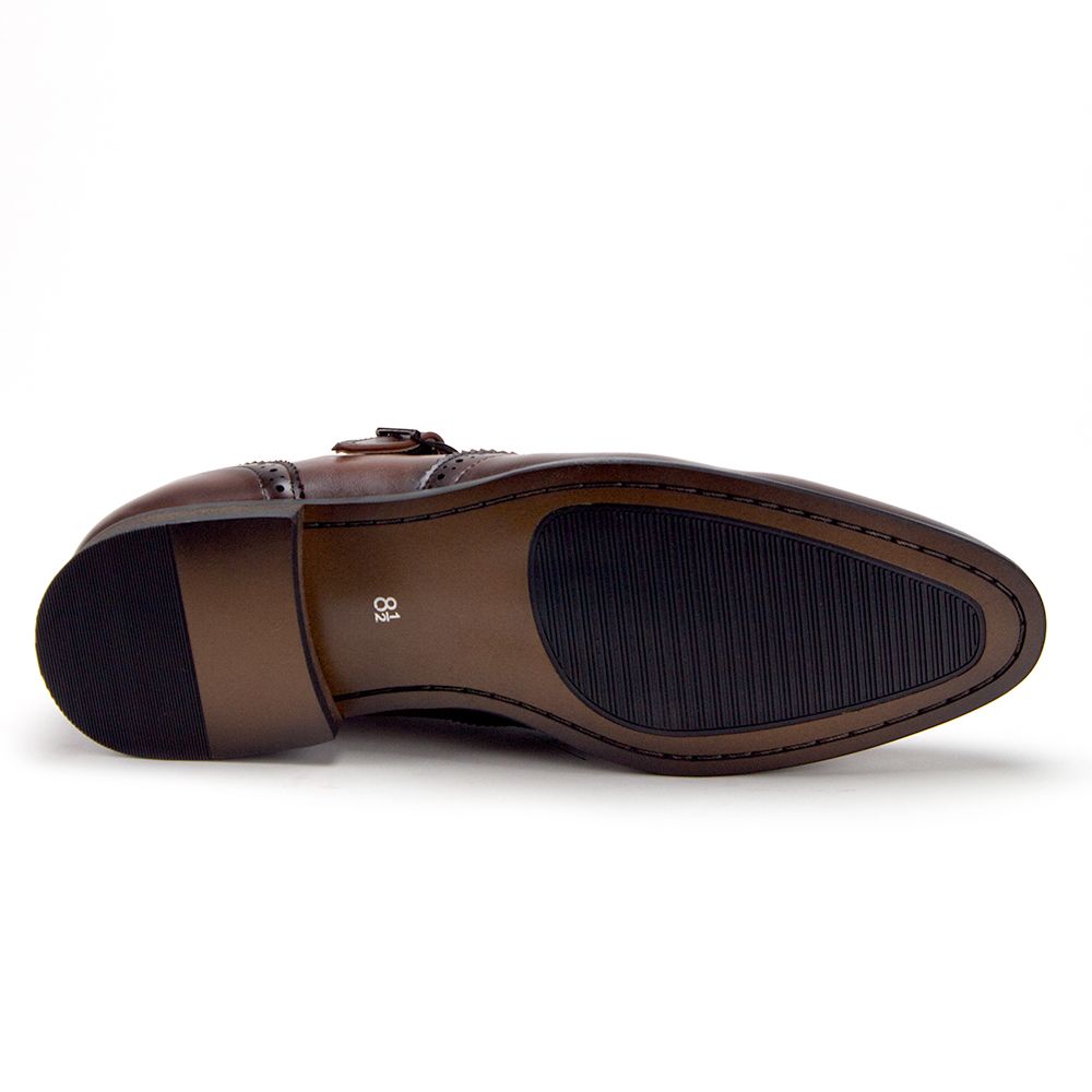 Men's C-360 Single Monk-Strap Wing Tip Dress Loafer Shoes, Brown, 13 - image 3 of 4