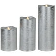 thumbnail image 5 of Northlight Set of 3 Silver LED Flickering Christmas Flameless Pillar Candles 8", 5 of 5