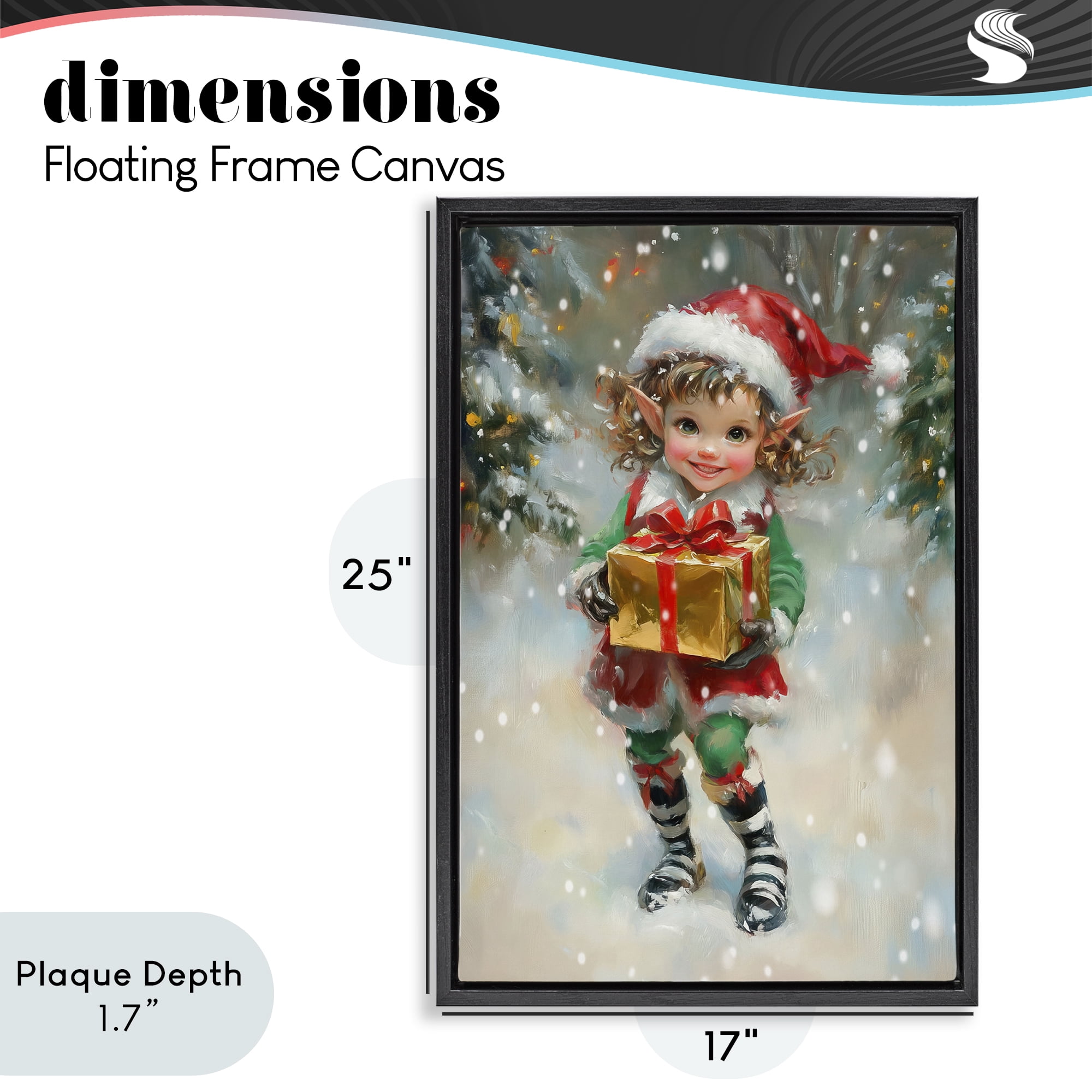 Stupell Industries Santa's Little Elf Black Framed Floater Canvas Wall Art, design by Tina LeCour