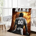 thumbnail image 3 of Custom with Name Kids Sports Blanket Gifts - 50x40 Inches Small Blanket for Teens, Boys - Soft, Cozy & Warm Blankets for Couch, Sofa - Black Baseball Stuff Blankets for All Seasons, 3 of 6