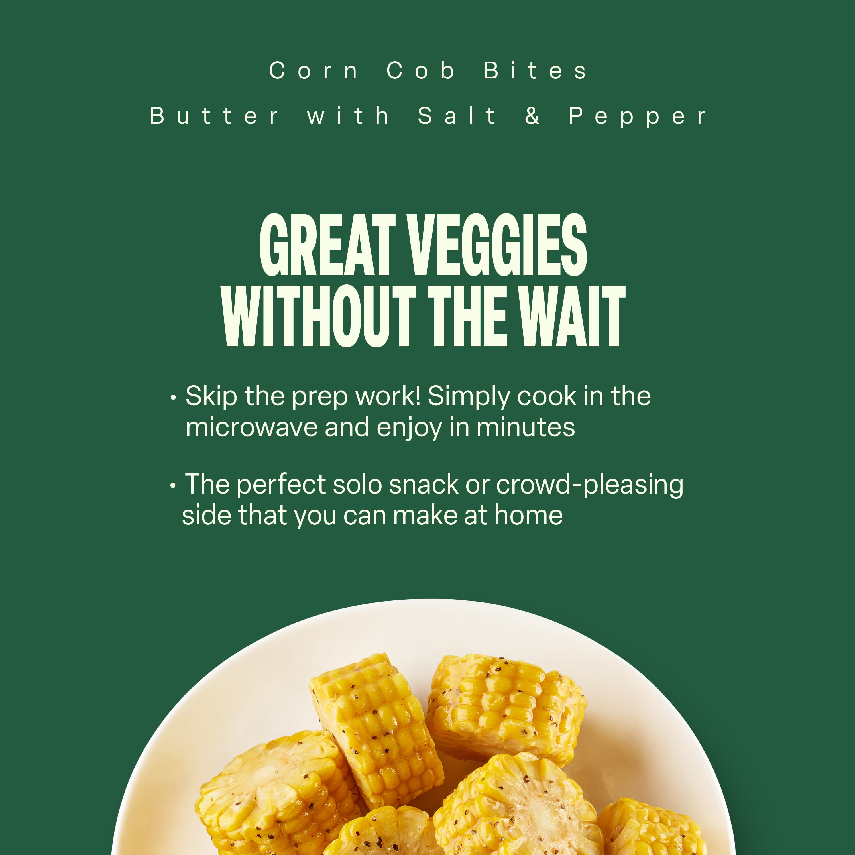 Green Giant Corn Cob Bites, Butter, Salt & Pepper, 16 oz Bag (Frozen Vegetables)