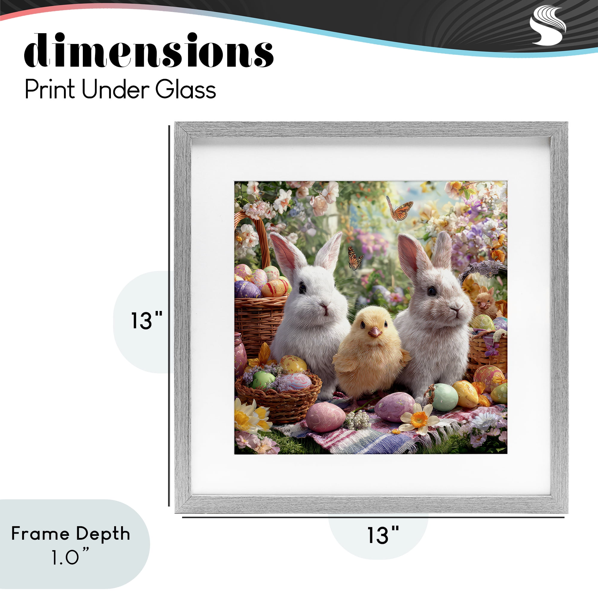 Stupell Industries Easter Animals & Eggs Gray Framed Print Under Glass, design by The Wands Want
