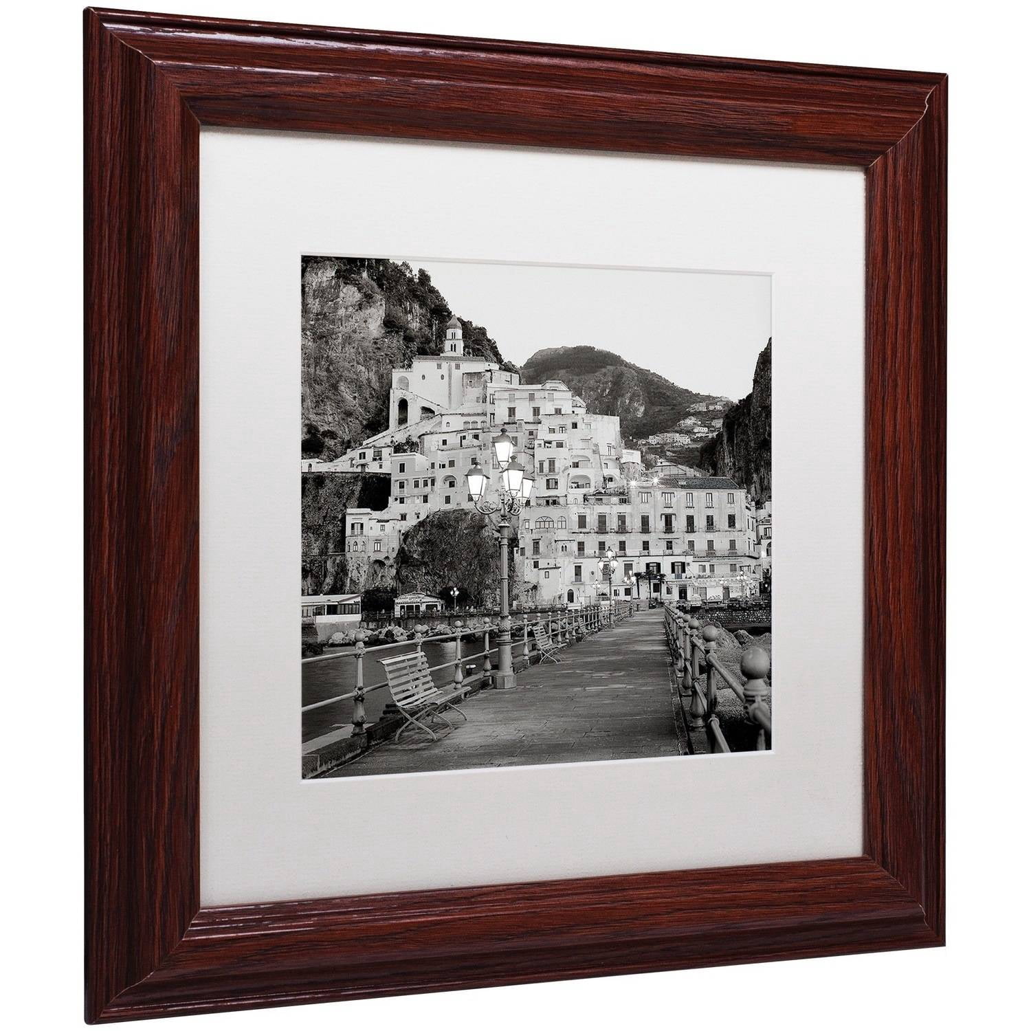 Trademark Fine Art "Amalfi Pier I" Canvas Art by Alan Blaustein, White Matte, Wood Frame