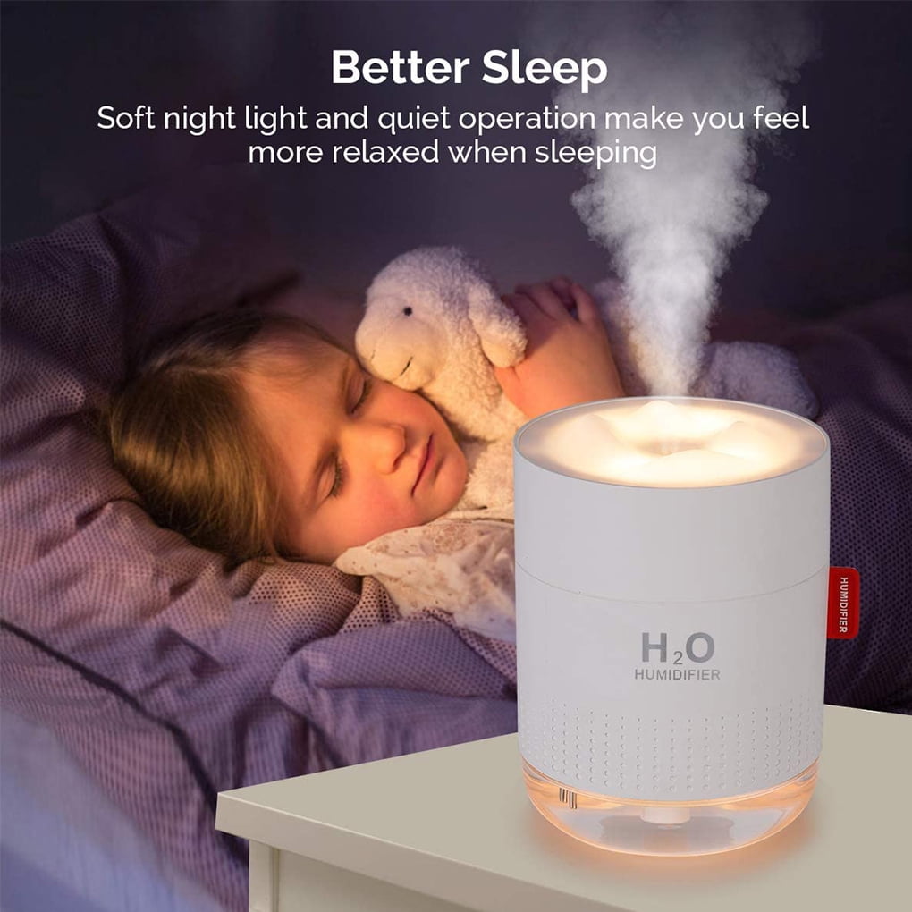 ROBOT-GXG Mini Mist Humidifier - Portable Mini Humidifier 500ml Small Mist Humidifier USB Personal Desktop Humidifier with 2 Spray Modes for Baby Bedroom Travel Office Home White