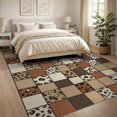 thumbnail image 3 of ODIKA 8'x10' Washable Area Rug Non-Slip Chair-Friendly Mat Mosaic Tonal Patchwork Blocks Brindle Bold Cow Print Spotted Playful Expressive for Dining Room, Large Office, Lounge, 3 of 7