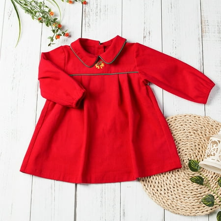 

nsendm Lace Panel Dress Toddler Baby Kids Cute Girls Christmas Soild Red Princess Party Dress Baby Girls Birthday Dress Dress Red 6-12 Months