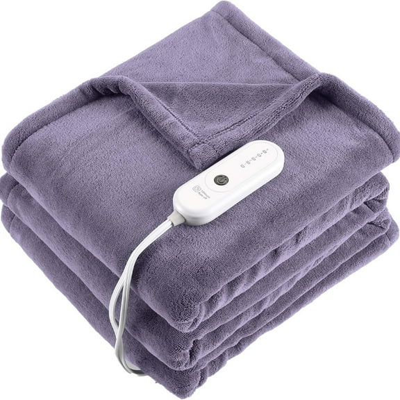 Electric Blanket Twin Size - 62"x84" Heated Blanket with Overheating Protection, Extremely Cozy Soft Fast Heating with 5 Levels & 10 Hours Auto Off, Lavender Purple