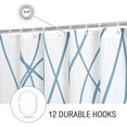 thumbnail image 5 of Abstract Striped Shower Curtain, Modern Minimalist Waterproof Fabric Shower Curtain Set with Hooks 72" x 72" - White & Blue, 5 of 6