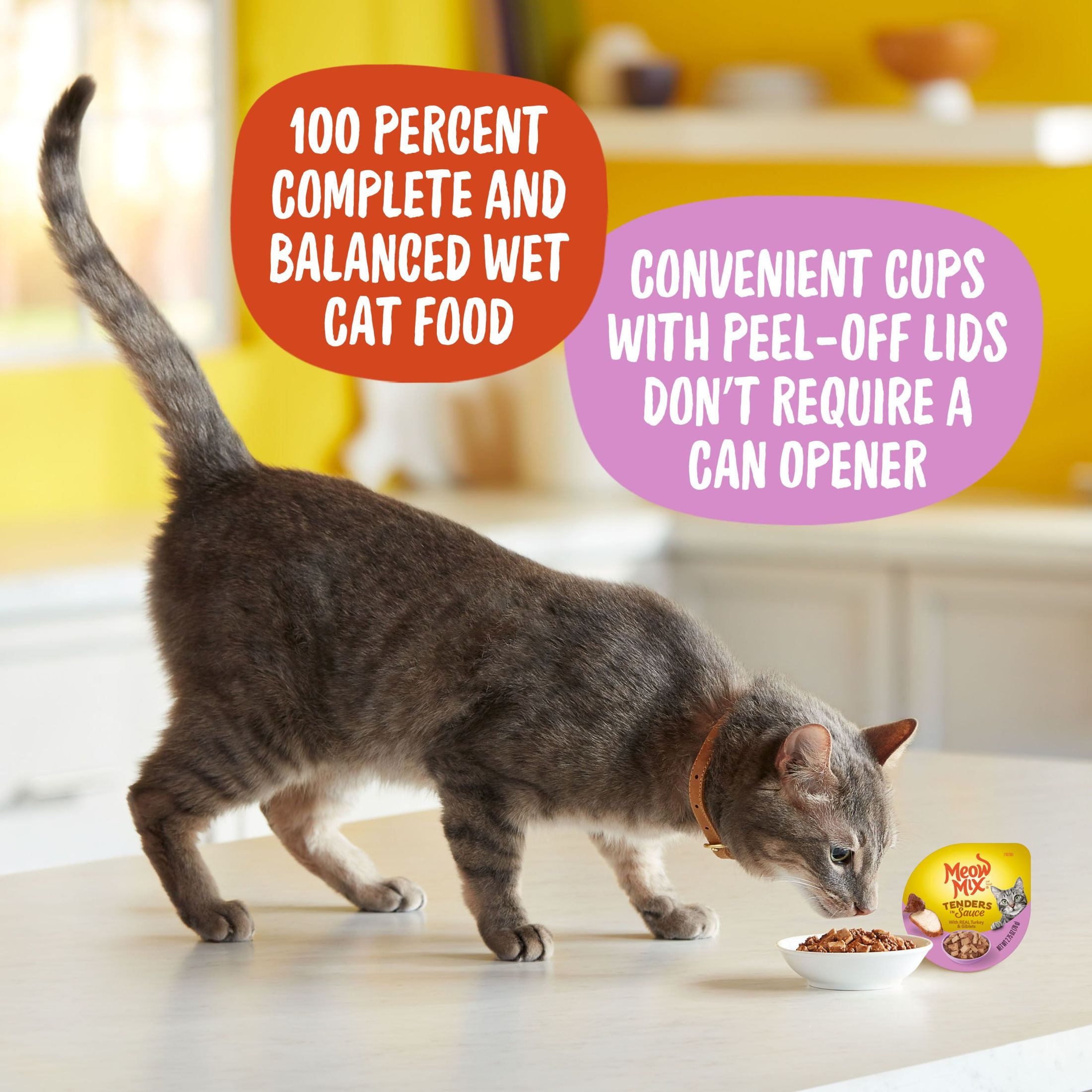 Meow Mix Tenders in Sauce with Turkey and Giblets Wet Cat Food, 2.75 oz cup (Packaging And Formulation Updates Underway)