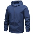 thumbnail image 2 of Men's Hooded Jackets Full Zip Long Sleeve Thin Outwear Lightweight Stylish Casual Sports Coat With Pockets (M, Blue), 2 of 9