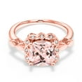 thumbnail image 3 of Gem Stone King 2.10 Ct 8mm Cushion Peach Nano Morganite White Created Sapphire 18K Rose Gold Plated Silver Ring, 3 of 6
