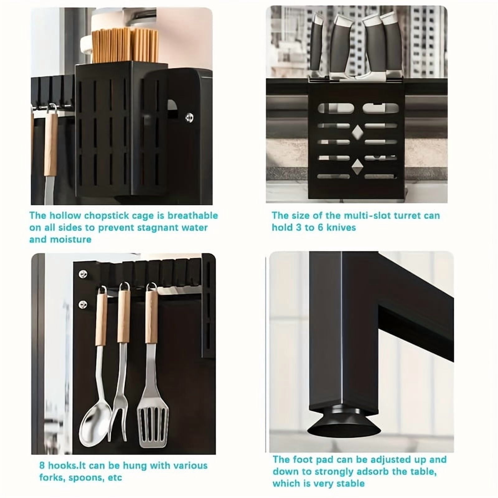 Over The Sink Dish Drying Rack, Over Sink Dish Drain Drying Rack for Kitchen Storage of Dishes and Cutlery, Space Saving Dish Rack with Cover, (Black, 33.5 inch)