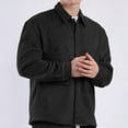 thumbnail image 5 of Sueded Shackets Jackets for Men with Pockets Long Sleeve Coats Mens Casual Solid Color Button-Down Collared Office Work Outerwear Shirts, 5 of 5