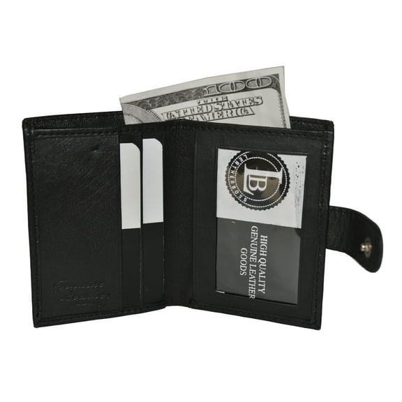 Genuine Leather Men ID Card Holder with Snap Closure by Leatherboss