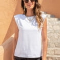 thumbnail image 3 of Camiseta sin mangas holgada y delgada para mujer, chaleco sin mangas de algodón sólido, camisetas con hombreras y cuello redondo (blanco), 3 of 5