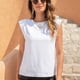 thumbnail image 3 of Chaleco delgado suelto para mujer Chaleco sin mangas de algodón puro Camiseta con hombrera de cuello redondo Adepaton  BST3000734-5, 3 of 5