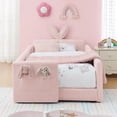 thumbnail image 4 of Deiokin Twin Size Bunny Ear Platform Bed Frame, Upholstered Boucle Fabric Bed Frame with Safety Rail & Storage Pocket, 4 of 10