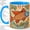 Blue, variant on Retro Vintage Koi Fish Coffee Mug, Orange Koi Mug, Morning Tea Cup for Home, Large Scaled Fish with Sunburst Rays and Colorful Floral Waves, Japanese Inspired Pond Art, Aquarist