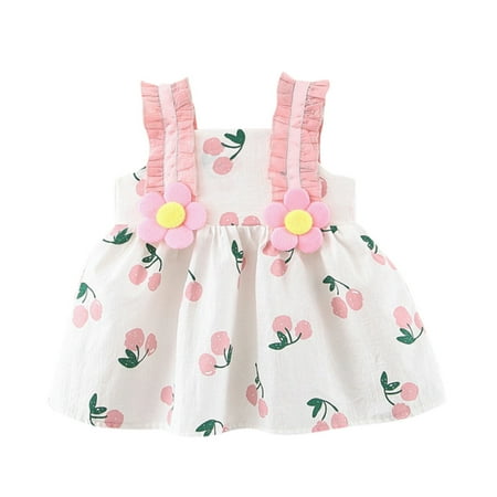 

ZMHEGW Toddler Baby Kids Girls Floral Strap Summer Dress Princess Dresses Clothes
