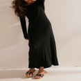 thumbnail image 2 of Ladies‘ Backless Dress in Casual Style with Solid Color and Long Sleeves for Party, 2 of 8
