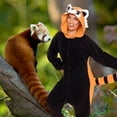 thumbnail image 2 of Unisex Adult Pajamas - Plush One Piece Cosplay Red Panda Animal Costume - Silver Lilly (Black / Orange, Large), 2 of 6
