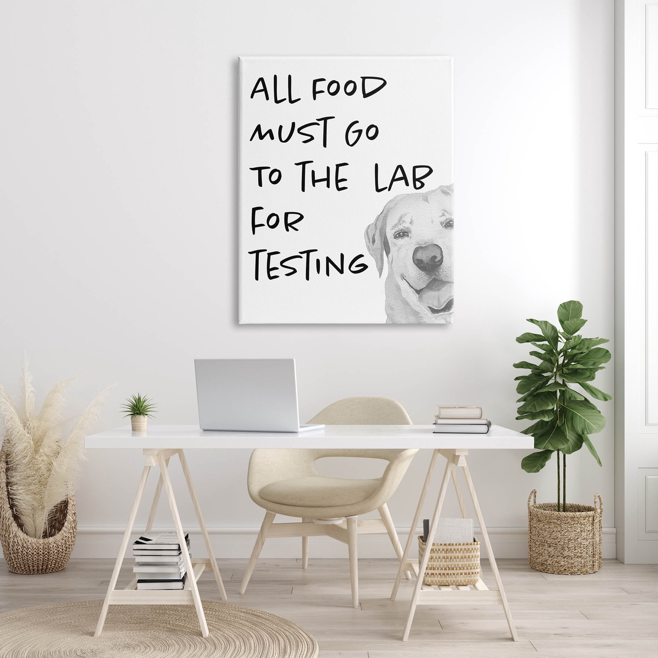 Food To Lab For Testing Funny Dog Animals & Insects Graphic Art Gallery Wrapped Canvas Print Wall Art