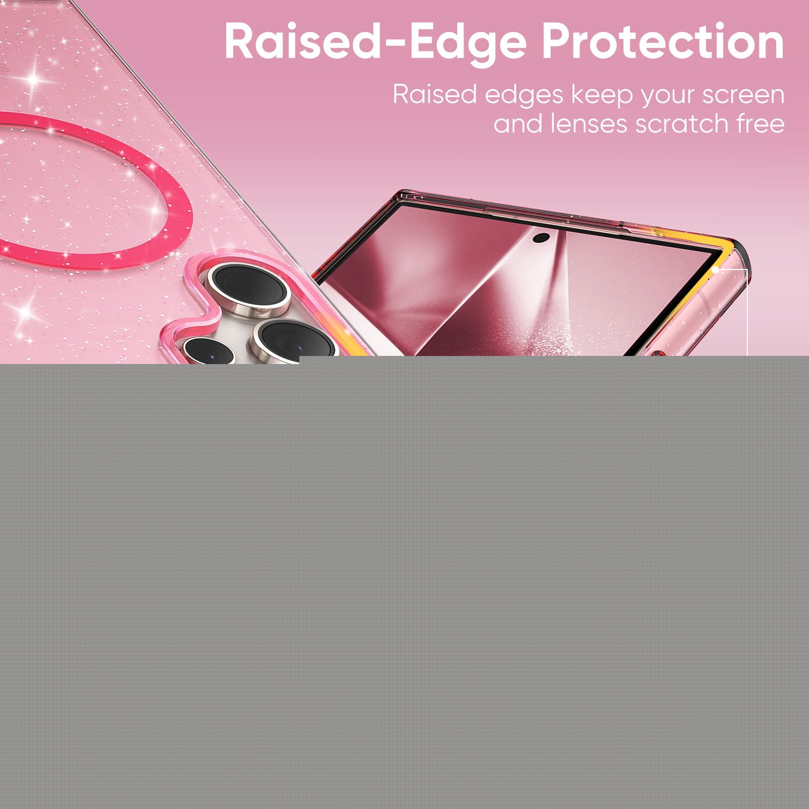 thumbnail image 2 of Feishell Magnetic for Samsung Galaxy S22 Plus Case, for Women Girls, [Compatible with MagSafe] Clear Glitter Cover Slim Transparent Shockproof Bling Transparent Phone Case for Galaxy S22 Plus,Pink, 2 of 7